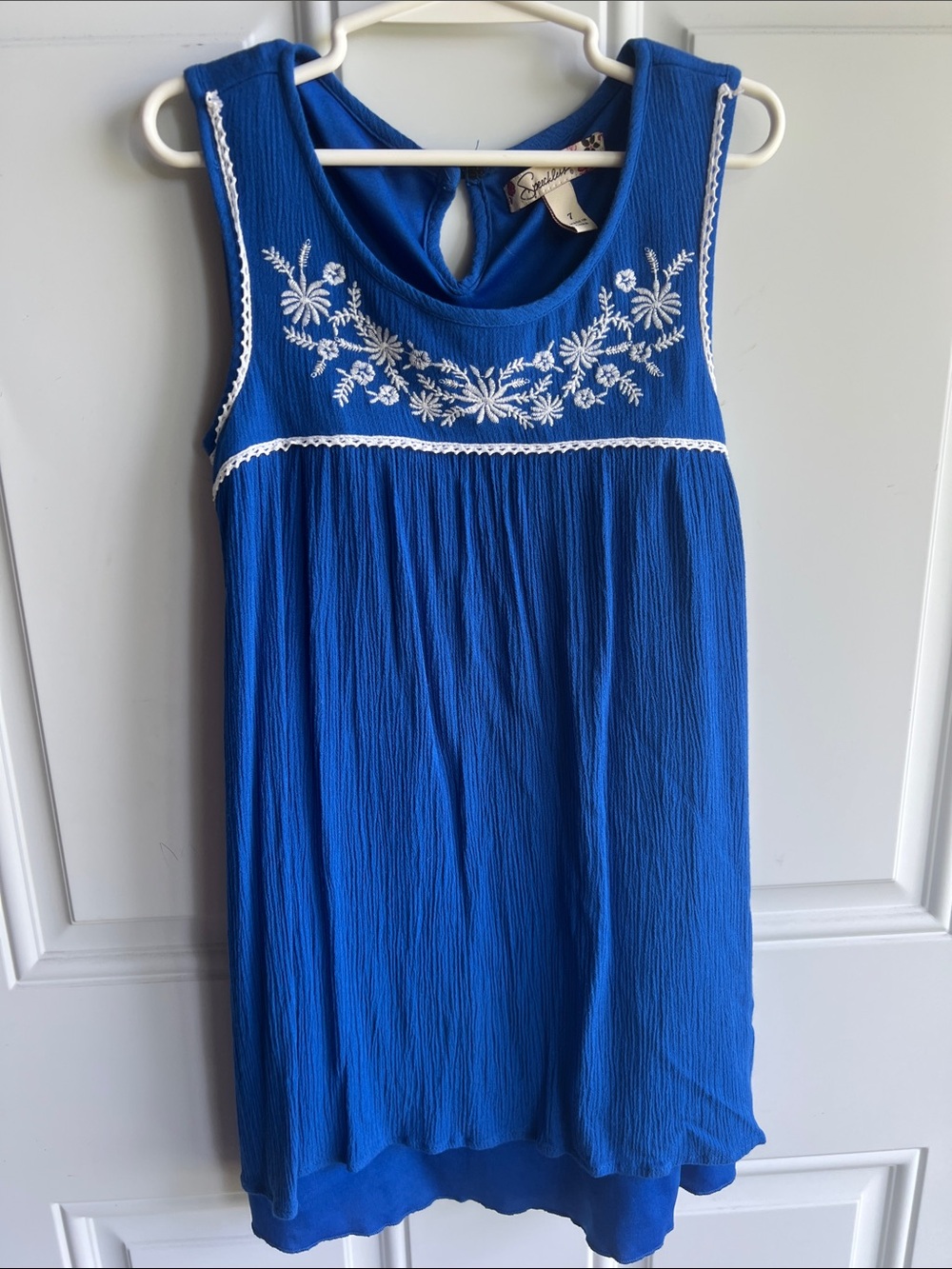 Speechless Royal Blue Embroidered Tank Dress